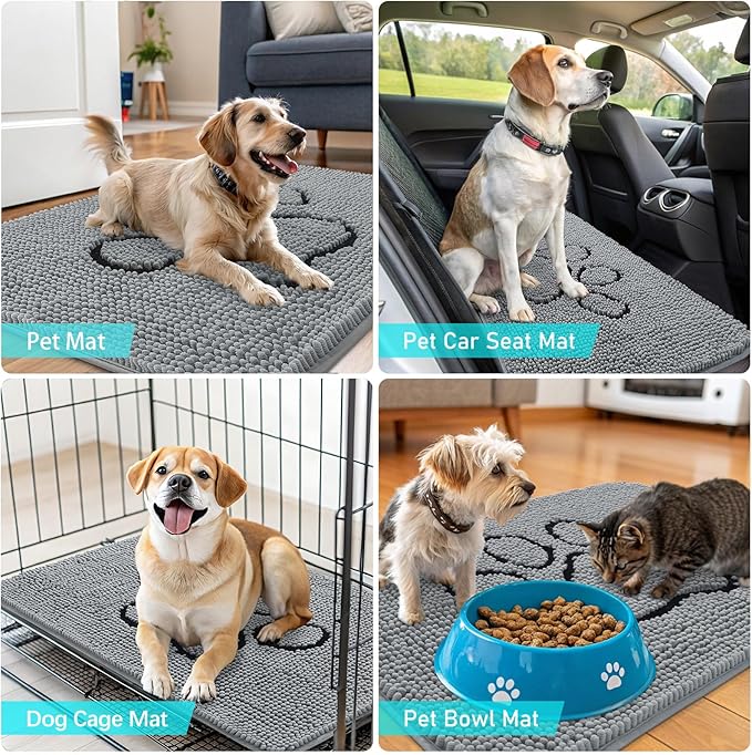 OLANLY Dog Door Mat for Muddy Paws 47x24, Paw Print Design, Absorbs Moisture - Image 7