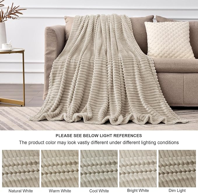 BEDELITE Fleece Blanket King Size – 3D Ribbed Jacquard Soft and Warm Decorative - Image 5
