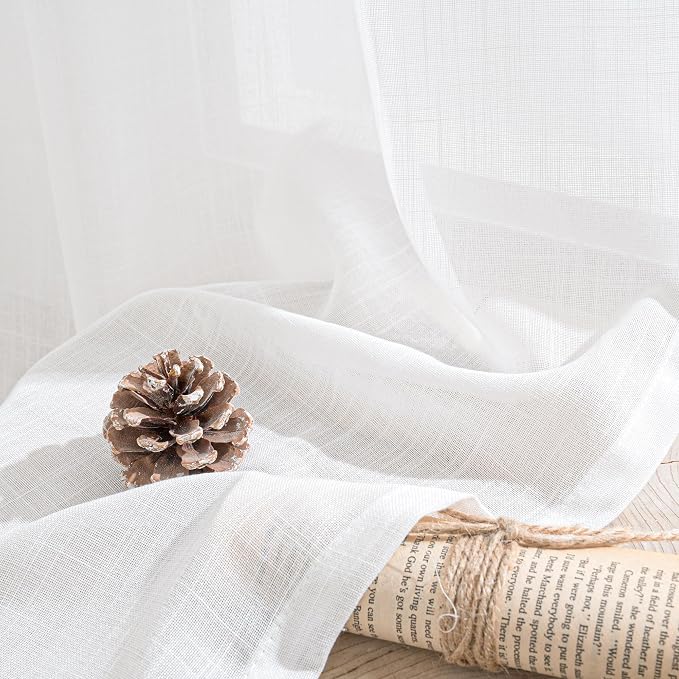 BGment 72 Inch Length White Linen Curtains - Image 8