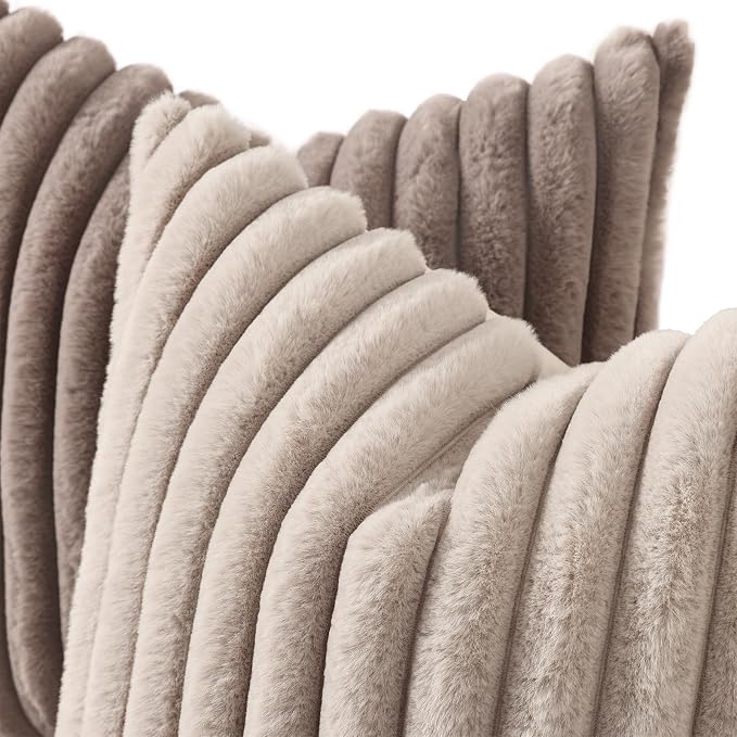 decorUhome Cozy Faux Fur Throw Pillow Covers 22x22 Set of 2 Decorative Soft - Image 2
