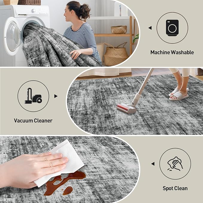 9x12 Area Rugs Washable Rug: Modern Abstract Living Room Rug Soft Anti-Skid - Image 4