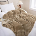 Tan Fleece Throw Blanket 108”×90” - Image 2
