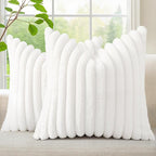 decorUhome Summer Cozy Faux Fur Throw Pillow Covers 18x18 Set of 2 Decorative by decorUhome