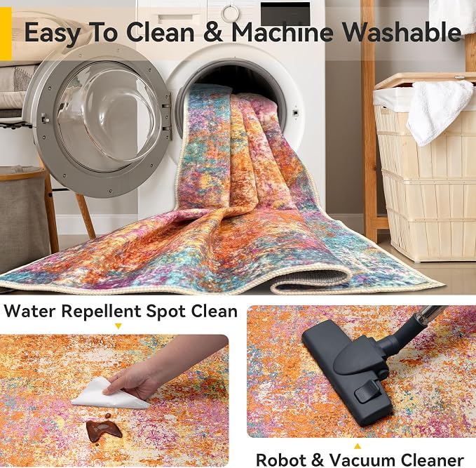 Washable Area Rugs 4'x6' Non-Slip Modern Abstract Soft - Image 7