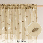 MIULEE Beige Sheer Kitchen Curtains 30x36 Inches Length 2 Panels Embroidered - Image 6