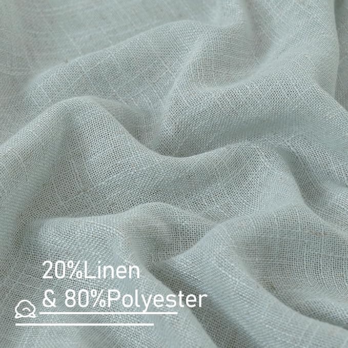 LAMIT Greyish Blue Linen Sheer Curtains 84 inch - Image 3