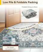 RELEANY Area Rugs 7'x9' Washable Non-Slip, Floral Vintage Distress Print - Image 4