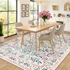 8x10 Area Rugs for Living Room: Floral Washable Rug Vintage Large Soft Boho - Image 4