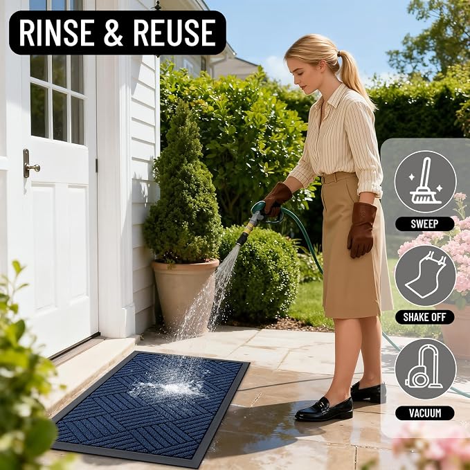 OLANLY Front Door Mat Outside Entrance 59x34, Heavy Duty Sturdy Natural Rubber - Image 7