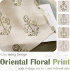 jinchan Linen Floral Curtains for Living Room 63 Inch Length Green Flower - Image 5
