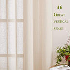 NICETOWN Semi Sheer Beige Curtains 84 inches Long, Grommet Linen Weave Vertical - Image 3