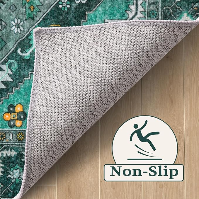SERISSA Boho Rugs for Entryway, 2x3 Teal Entryway Rug Non-Slip Washable Small - Image 3