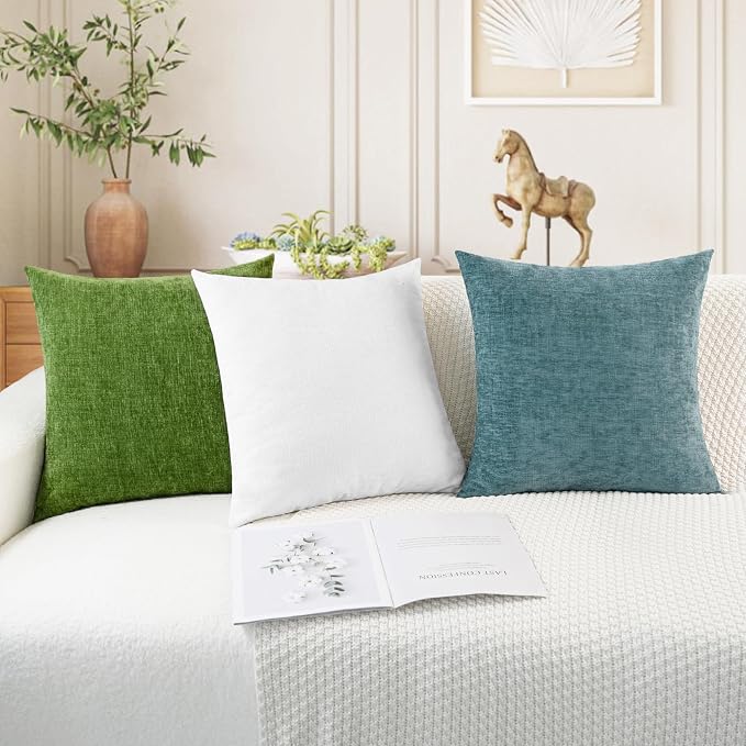 CaliTime Throw Pillow Covers Decorative 20 X 20 Inches Pack of 2 Cozy Chenille - Image 5