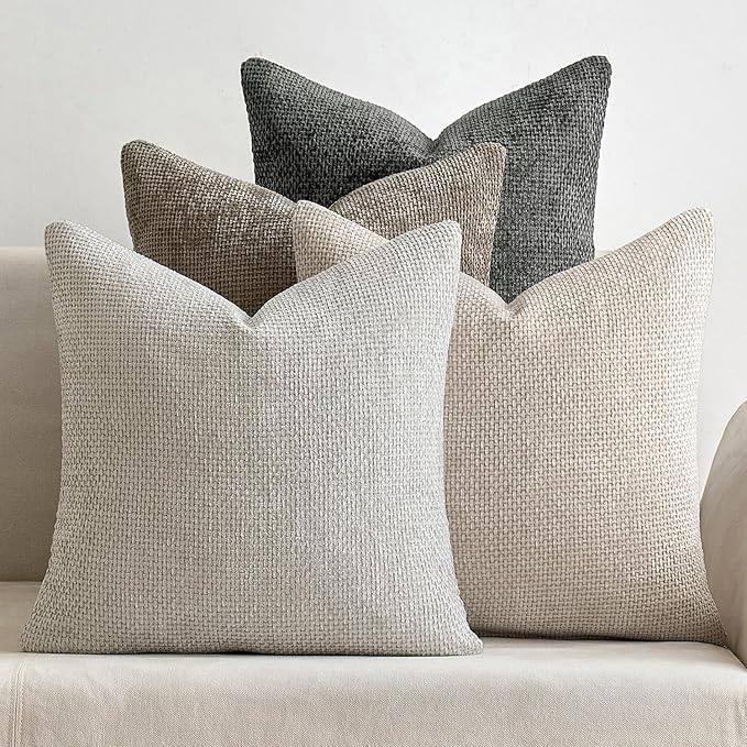 MIULEE Pack of 4 Couch Throw Pillow Covers 18x18 Inch Neutral Soft Decorative by MIULEE