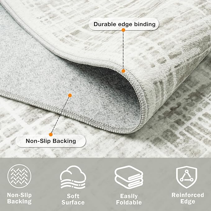 5x8 Area Rugs Washable Rug: Anti-Skid Abstract Modern Living Room Rug Soft Thin - Image 4