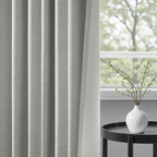 Grey Linen Blackout Curtains 95 Inch Long 2 Panels Back Tab Thermal Insulated - Image 6