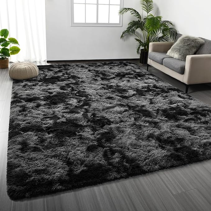 Deerhoo Large Shag Area Rugs 8 x 10, Tie-Dyed Plush Fuzzy Rugs by Deerhoo