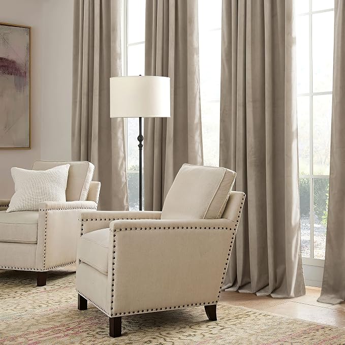 RYB HOME Camel Beige Velvet Curtains - Image 6