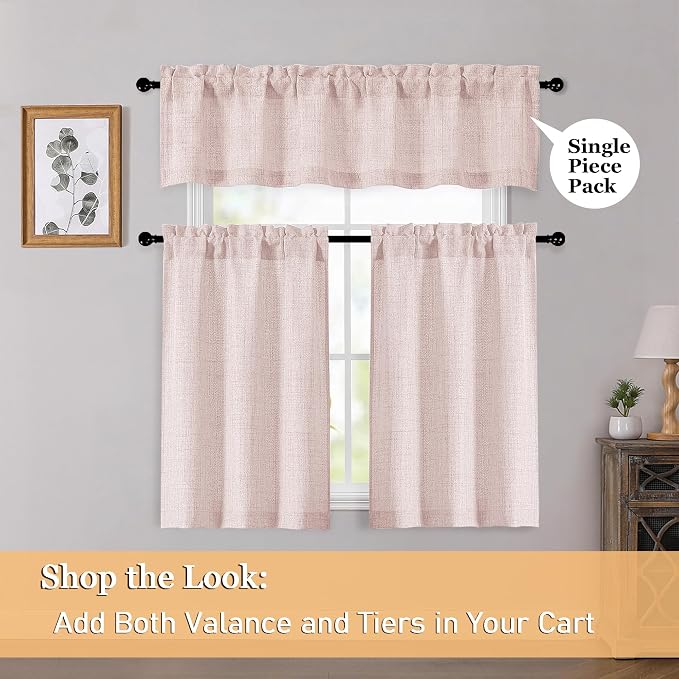OWENIE Blush Pink Valances for Windows 1 Pcs, Light Filtering Textured - Image 6