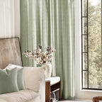 Linen Blend Sage Green Curtains 120 inch Length 2 Panels - Image 5
