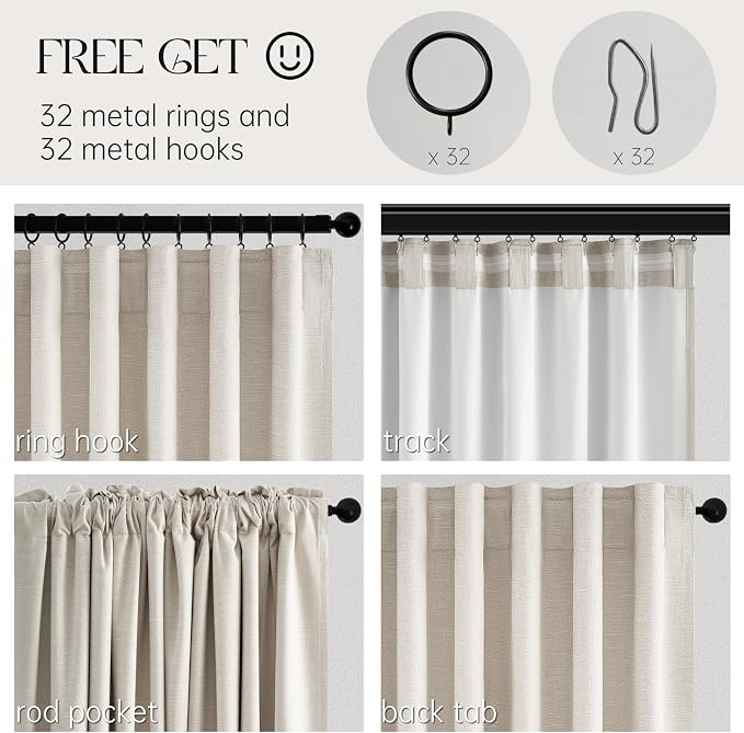 Topfinel 90 Inches Long Full Blackout Linen Curtains - Image 5