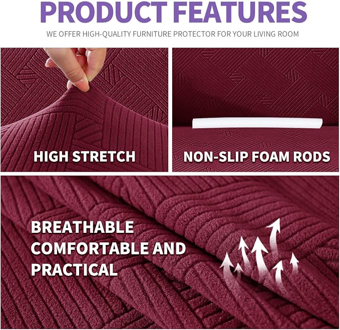 ZNSAYOTX Super Stretch Chair Slipcover, New Striped Sofa Chair Covers - Image 3