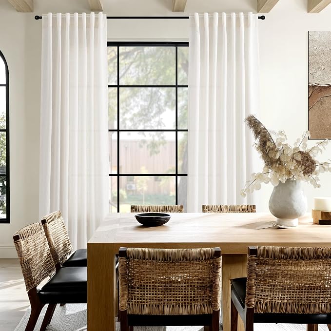Nanspring Ivory White Curtains 80 Inches Length - Image 8