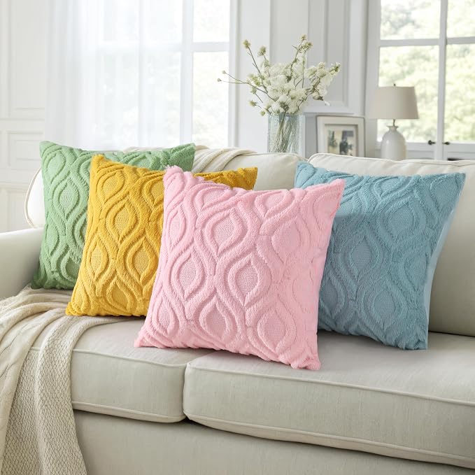 decorUhome Summer Throw Pillow Covers 26x26 Inch Set of 2, Soft Plush Faux Wool - Image 5