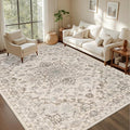 6x9 Area Rugs Living Room Rug: Washable Vintage Distressed Floral Rug No Slip by EXPEDIX