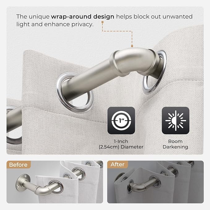 Zeerobee Curtain Rods for Windows 120 to 240, 1 Inch Industrial Wrap Around - Image 3