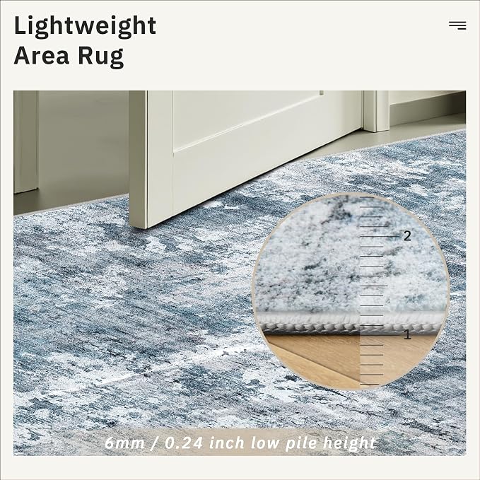 Area Rug 6x9 Abstract Rugs for Living Room 6 x 9 Washable Rugs Blue Non Slip - Image 7