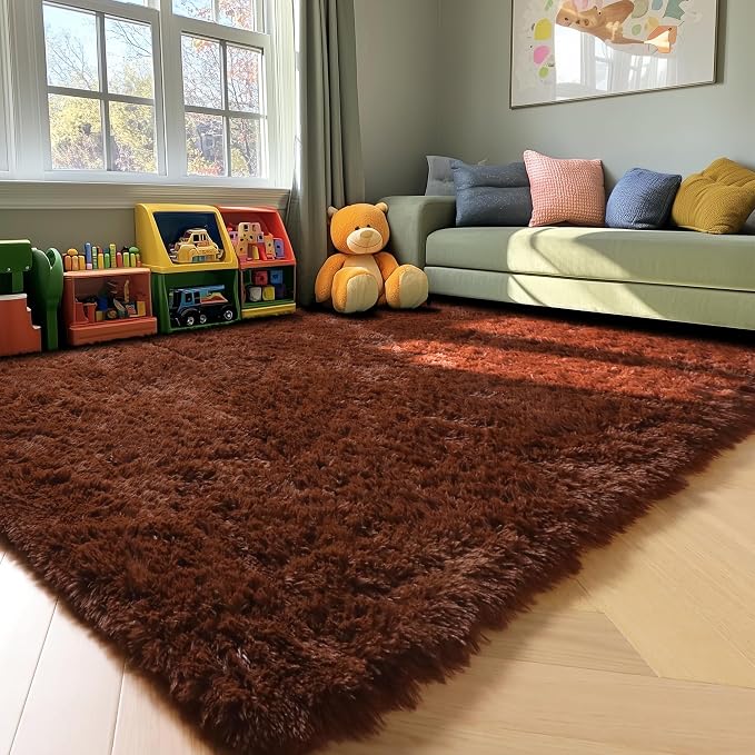 ONASAR Brown Rugs for Living Room Bedroom, 5x8 Fluffy Bedside Area Rug - Image 8