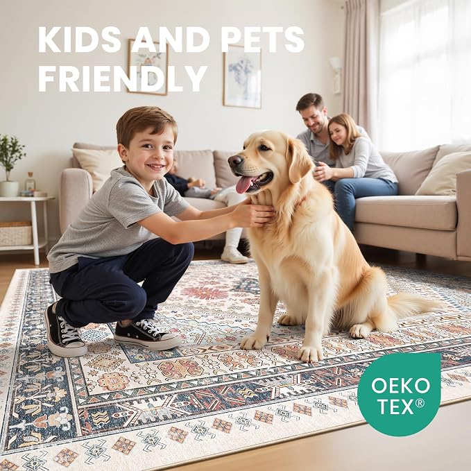 zesthome 7x9 Area Rugs for Living Room, Non-Slip Backing Washable Rugs - Image 7