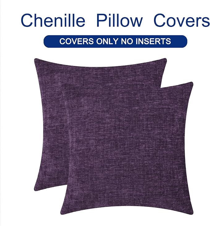 CaliTime Throw Pillow Covers Decorative 26 X 26 Inches Pack of 2 Cozy Chenille - Image 6