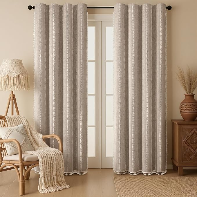Brown Boho Blackout Curtains 2 Panels 84 Inch - Image 2