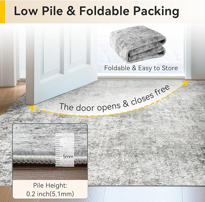 Washable Area Rugs 2'x10' Non-Slip Modern Abstract Soft - Image 8