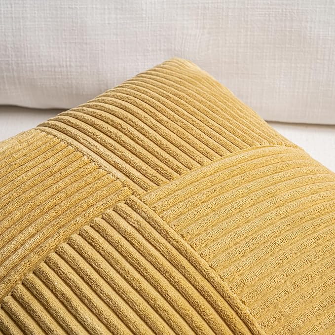 Fancy Homi 2 Packs Mustard Yellow Lumbar Decorative Throw Pillow Covers 16x28 - Image 3