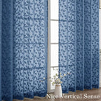 Chyhomenyc Dusty Blue Sheer Curtains 84 Inch Length 2 Panels Set, Light - Image 9