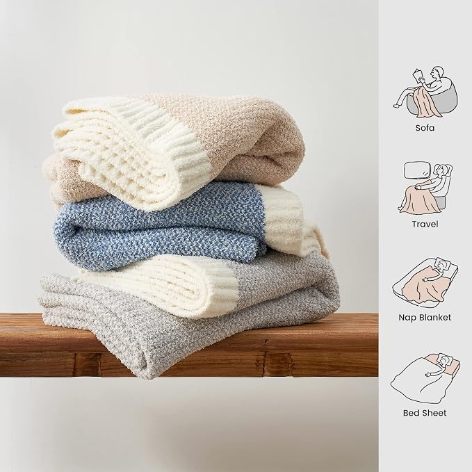 Snuggle Sac Heather Beige Throw Blankets Luxurious Microfiber Fabric, - Image 8