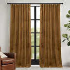 RYB HOME Gold Brown Velvet Curtains 72 inches by RYBHOME