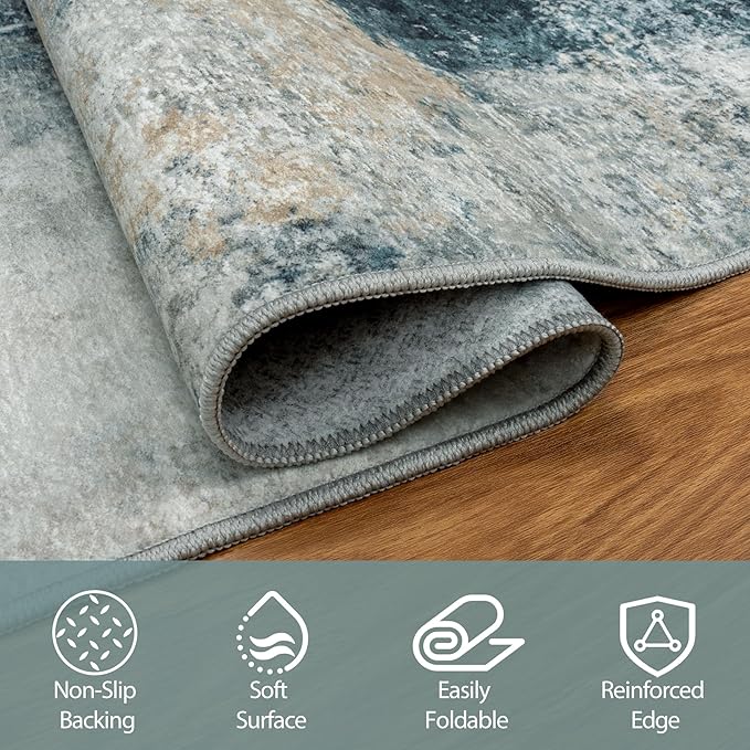 8x10 Area Rugs for Living Room Rug Washable: Abstract Large Rug for Dining Room - Image 4