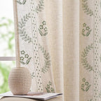 jinchan Belrose Linen Curtains for Bedroom Floral Curtains 90 Inch Length Linen by JINCHAN