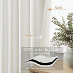 Guken Ivory Linen 100% Blackout Curtains 90 Inch Length 2 Panels Set - Image 4