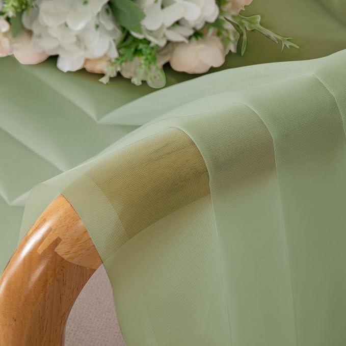 OVZME Light Green Sheer Curtains 72 Inches Long 2 Panels - Image 4