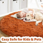 Amdrebio Burnt Orange Small Round Circle Rug 3Ft - Image 2