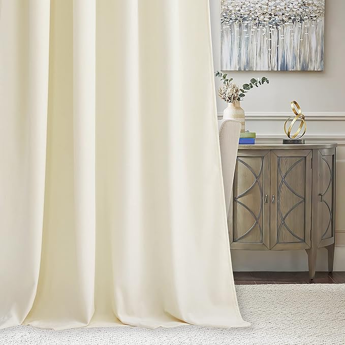 RYB HOME Ivory White Velvet Curtains 84 inches - Image 4