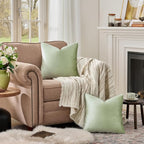 GIGIZAZA Throw Pillow Covers 22x22 Inch Sage Green Velvet Pillows Decorative - Image 3