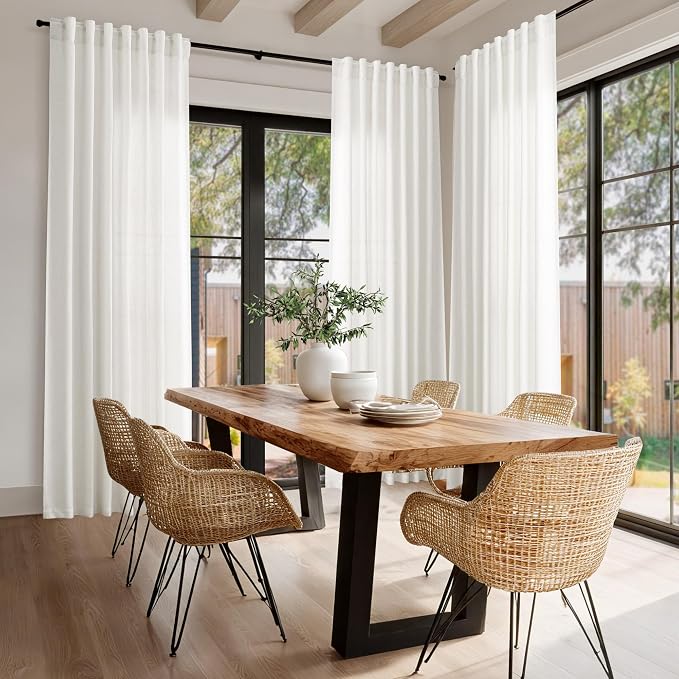 Nanspring Beige White Linen Curtains - Image 8