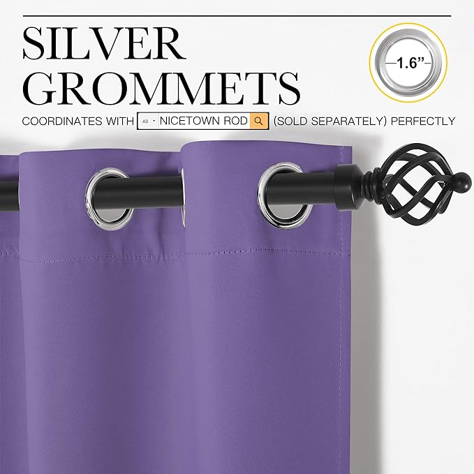 NICETOWN Room Darkening Draperies Window Curtain Panels, Lilac Purple, 2 Panels - Image 2