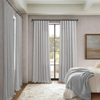 Grey Curtains 38 Inch Wide for Bedroom 2 Panels Rod Pocket Back Tab Loops Semi - Image 6